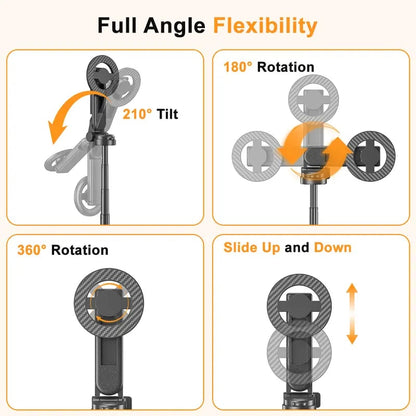 Upgraded Magnetic Selfie Stick with 360° Rotatable Adjustable Magnetic Tripod Stand