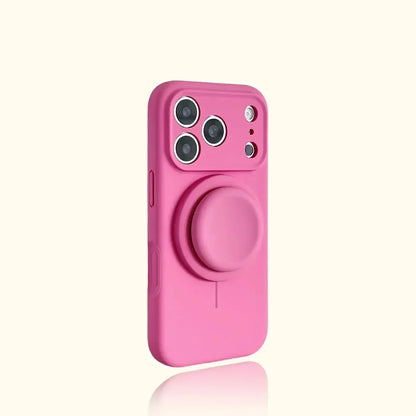 Magnetic Stand Liquid Silicone Full Coverage Phone Case with AI Capture Button for iPhone 18 Pro Max