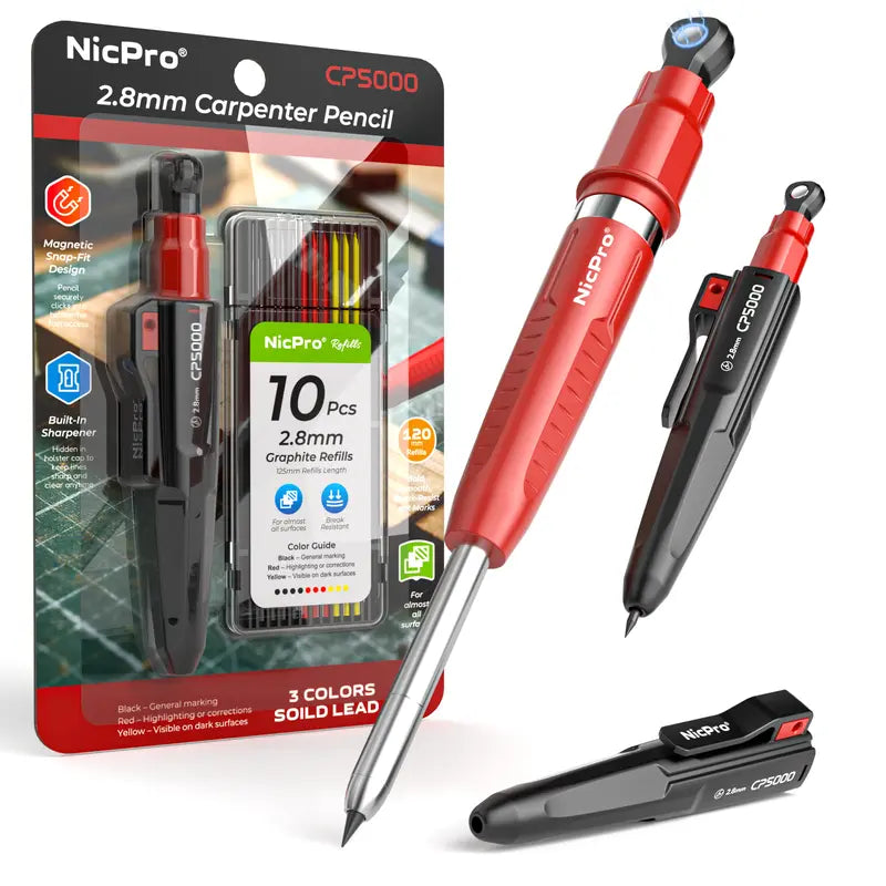 🛠️ Carpenter Pencil Set – 2.8mm Mechanical Marking Pencil with Refills