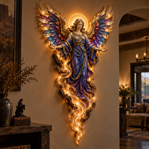 🪽 Lighted Angel Wall Sculpture – A Daily Reminder of Faith