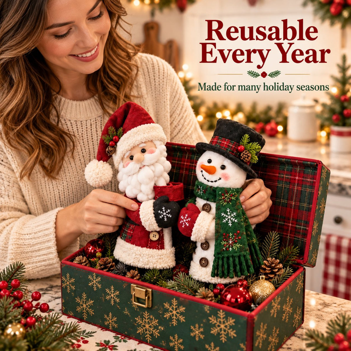 🎄✨Festive Christmas Kitchen Appliance Handle Covers | Cute 3D Holiday Decor & Anti-Slip Protector