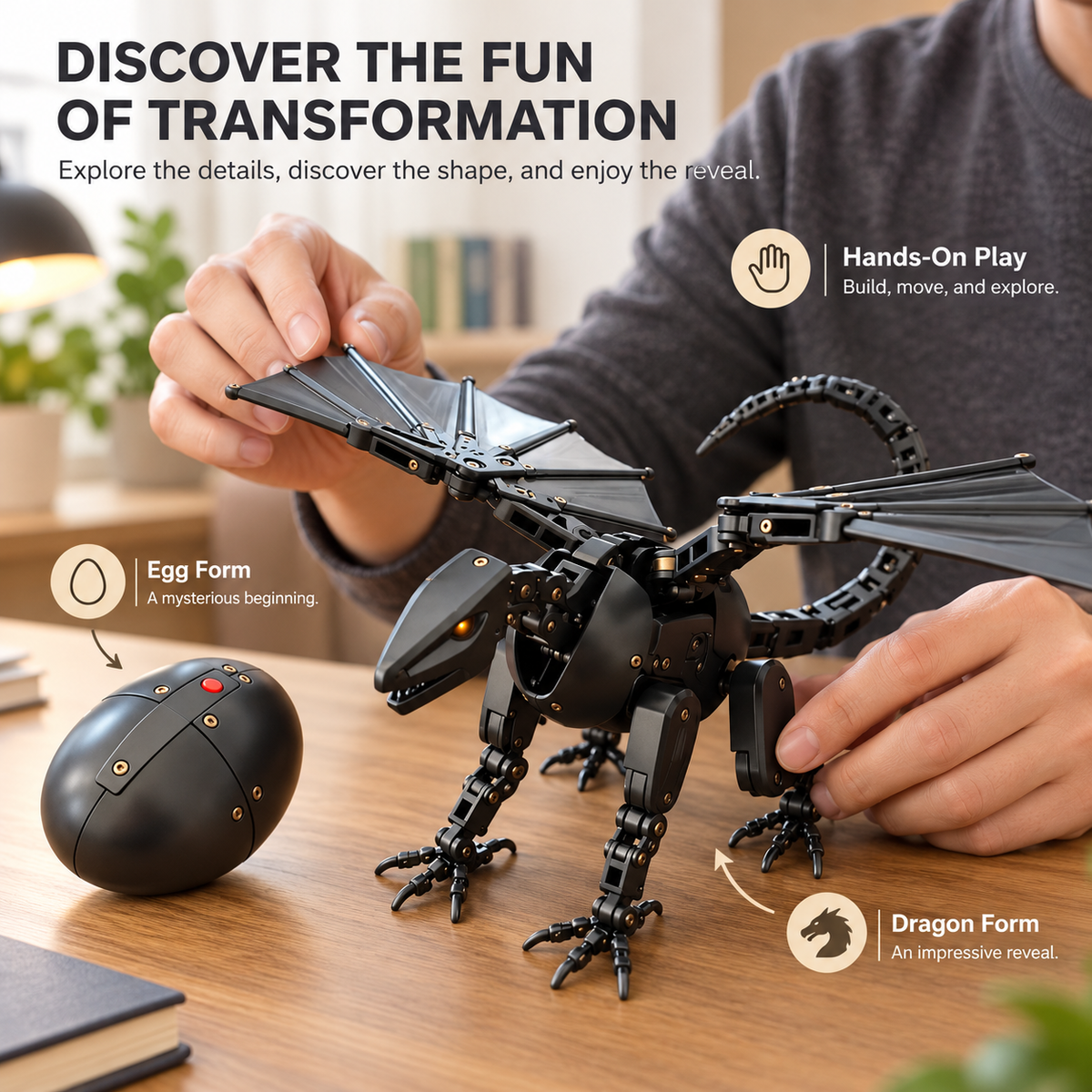 🥚🐉DragonMorph – Egg to Dragon Transforming Mechanical Toy🎁