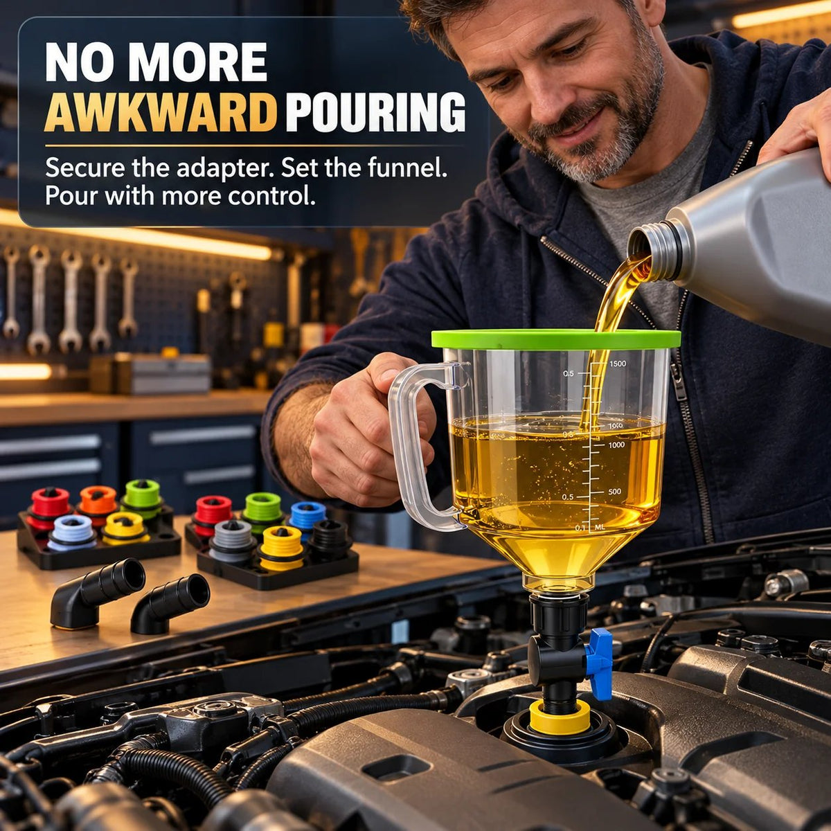 🔥HOT SALE🔥🔧 18-Piece Engine Oil Funnel Kit – Cleaner, Controlled Oil Changes