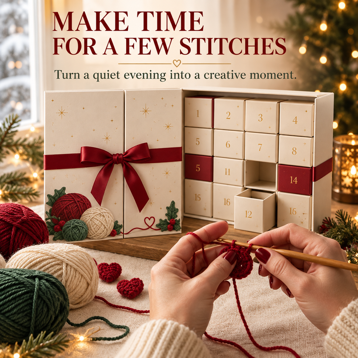 🎄Christmas Crochet Advent Calendar — Yarn & Craft Surprise Gift Box✨🎁