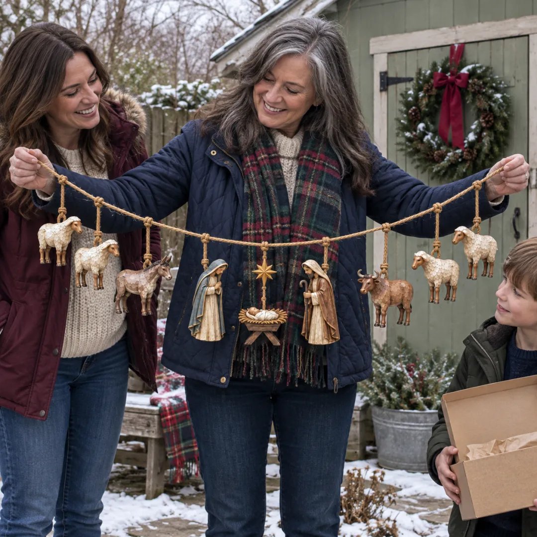 ✝️🎄Handcrafted Wooden Nativity Garland