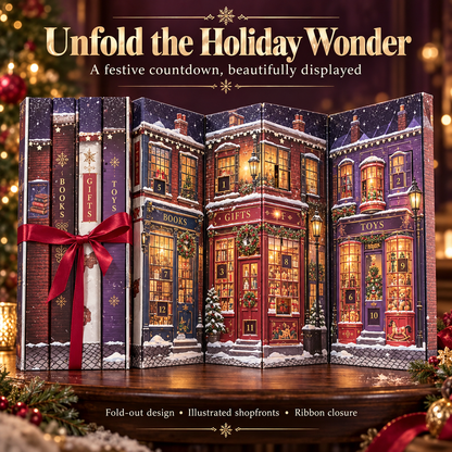 🎄 Christmas Book-Style Advent Calendar – Fold-Out Winter Village, Daily Holiday Surprises & Festive Shelf Décor 🎁✨