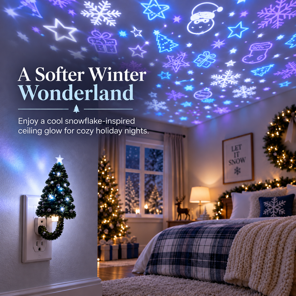🎄💡Christmas Tree Projector Night Light — Plug-In Ceiling decorate