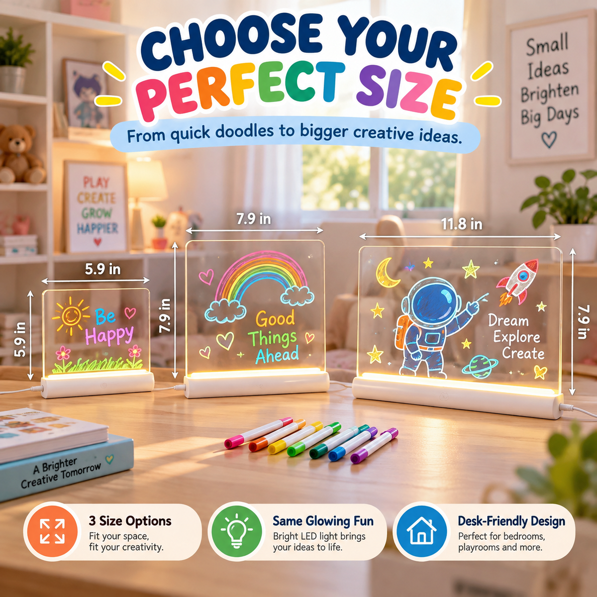 ✨ LED Note Board 🎨Includes 7 colour pens