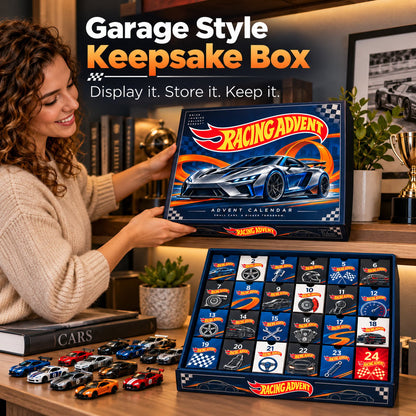 Die-Cast Racing Car Advent Calendar | 24 Day Garage Themed Holiday Countdown Box