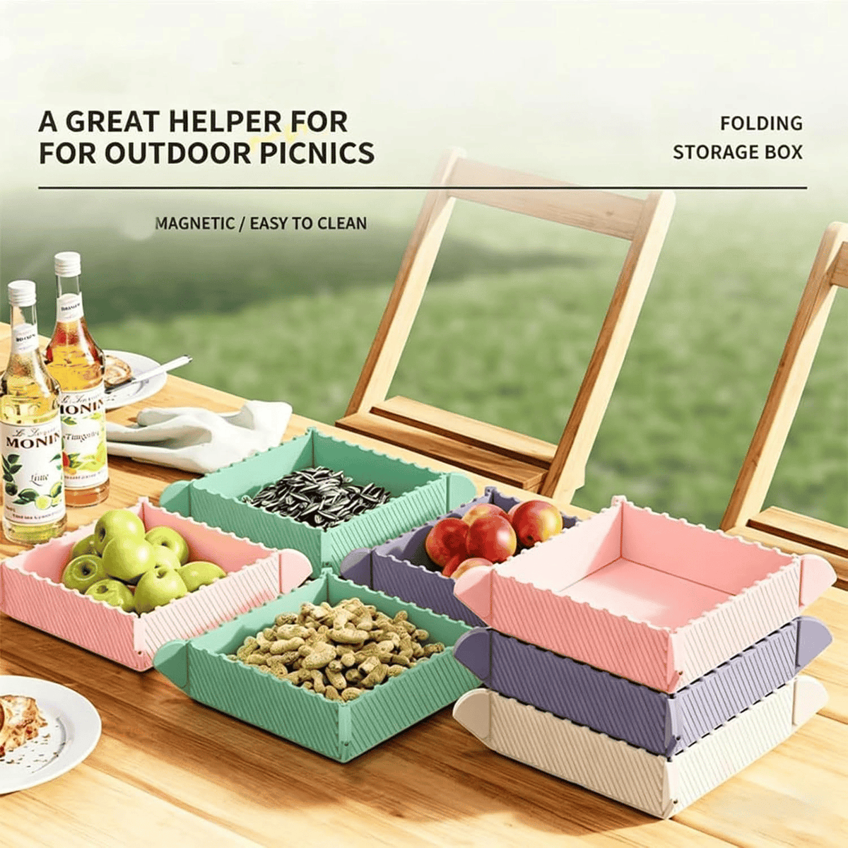 🔥2 in 1 Foldable Magnetic Silicone Trivet & Serving Tray
