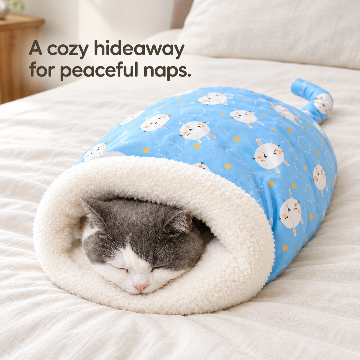 🐾 Cozy Fleece Pet Sleeping Bag – Soft Snuggle Bed for Cats & Small Dogs 💤