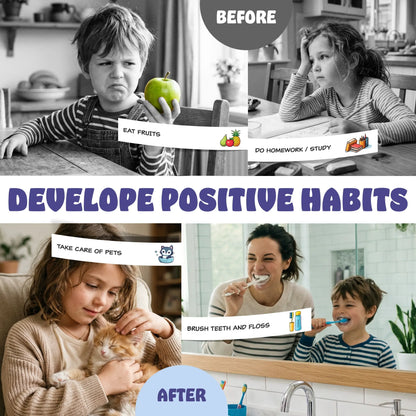 ✨Magnetic Kids Daily Routine Chore Chart, Visual Task Board with Stickers & Icons, Autism & ADHD Kids Routine Tool