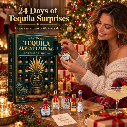 🎁🏺24-Day Mini Tequila Bottle Advent Blind Box for Holiday Celebration, Bar Table Decor, Collector Gift & Family Countdown