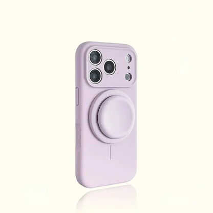 Magnetic Stand Liquid Silicone Full Coverage Phone Case with AI Capture Button for iPhone 18 Pro Max