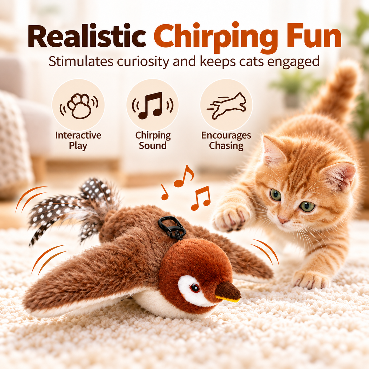 Flapping Bird Cat Toy – Interactive Catnip Plush