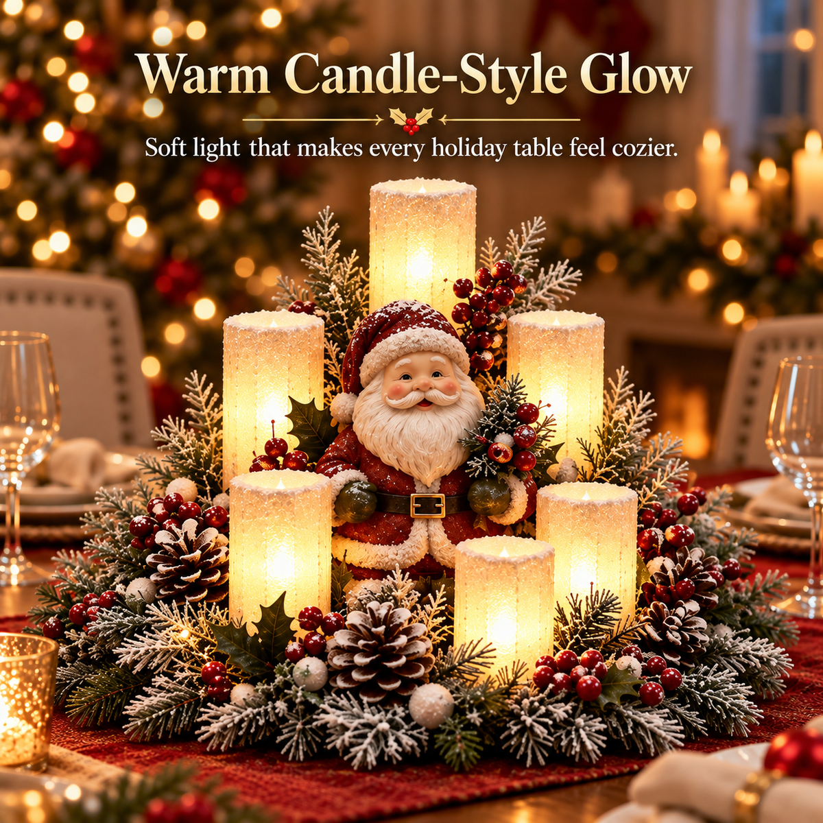 🌲Lighted Christmas Centerpiece – 7 Festive Candle-Style Holiday Designs