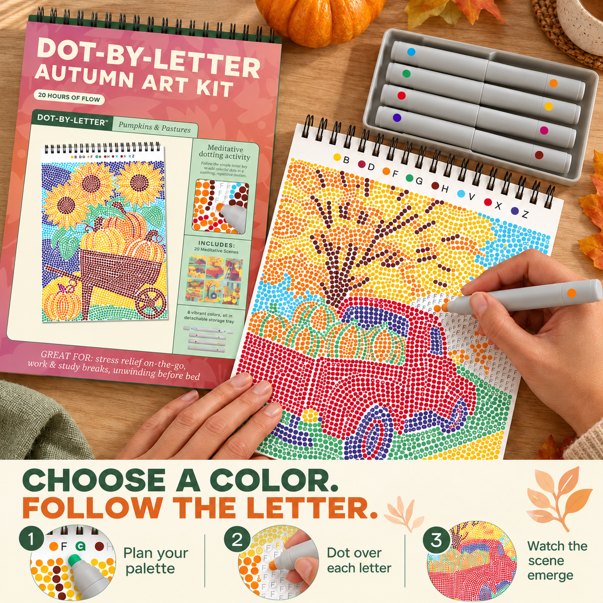🍂 Autumn Dot-by-Letter Art Kit