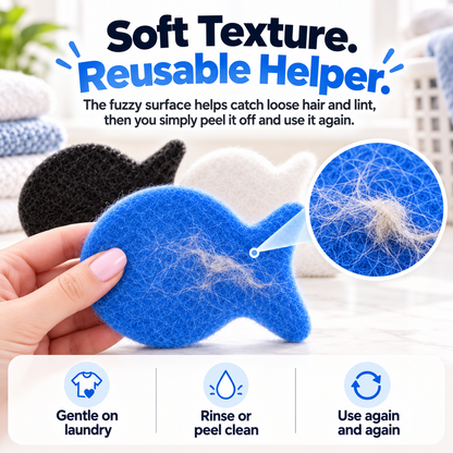 🐾 Reusable Laundry Fish Pet Hair Remover – Washable Fur & Lint Catcher
