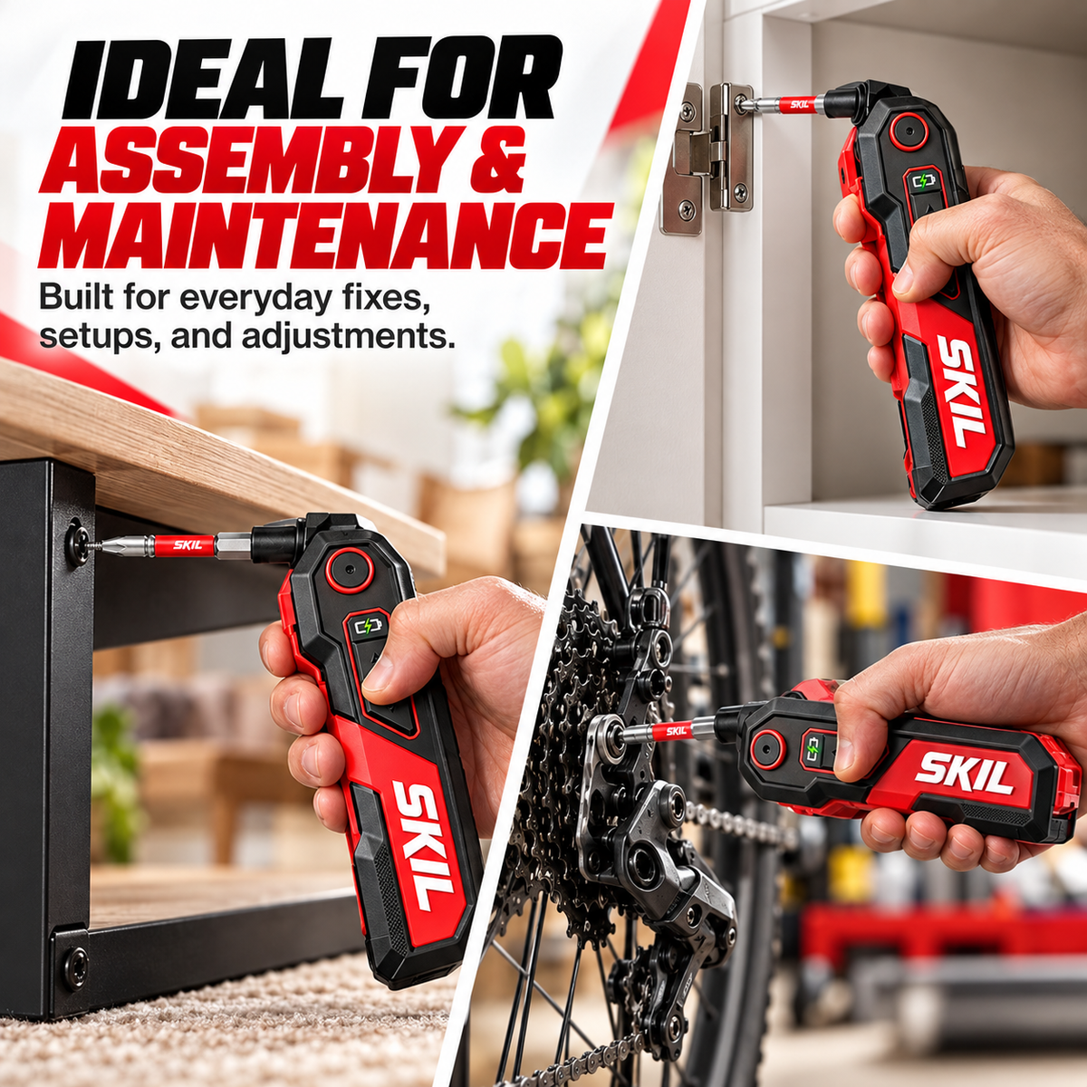 🔧Rechargeable Powered Folding Hex Key – 3-Angle Electric Driver with 11-Piece Bit Set