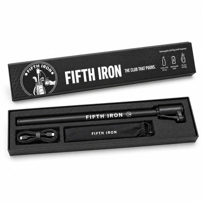 FIFTH IRON box contents: dispenser, charging cable and storage bag