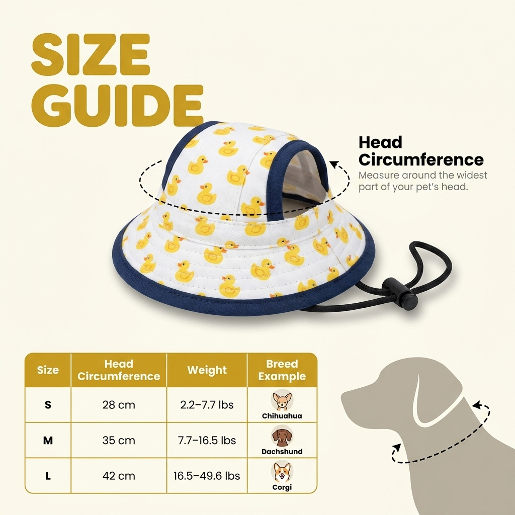 Original LaunchPaw size guide showing small medium and large head measurements