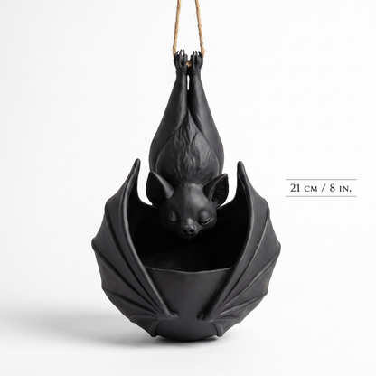 Gothic Bat Hanging Flower Pot — Unique Halloween Plant Decor