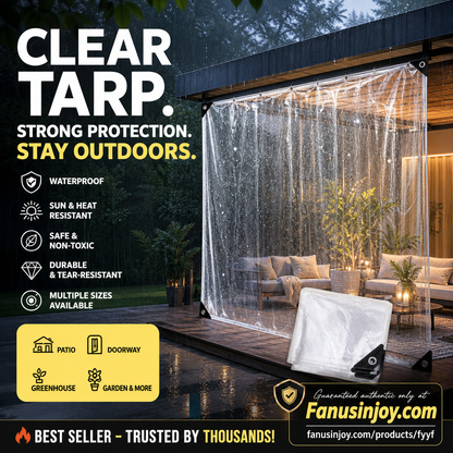 🏡Heavy-Duty Clear Tarp – Outdoor Coverage Without Blocking the Light