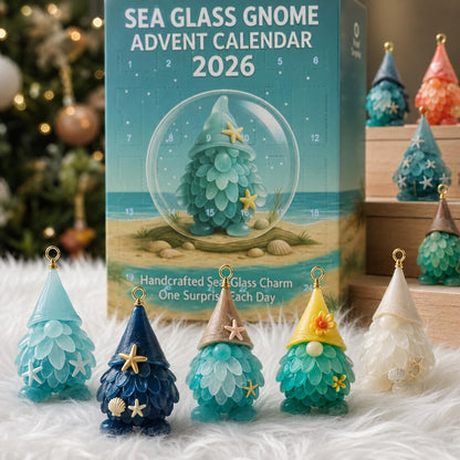 🎄🎅Sea Glass Gnome Advent Calendar 2026,24 Days Acrylic Marine Life Gnome Charms