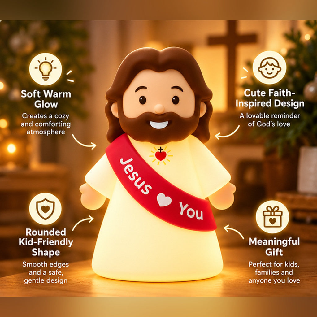 ❤️ Jesus Loves You™ Night Light – Cute Glowing Jesus Lamp | Christian Bedside Decor & Meaningful Faith Gift ✝️