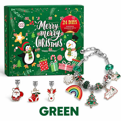 🎁✨24-Day Christmas DIY Craft Bead Charms Kit - Girls' Jewelry Gift Set