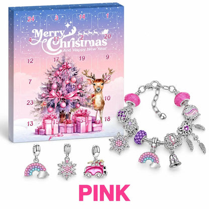 🎁✨24-Day Christmas DIY Craft Bead Charms Kit - Girls' Jewelry Gift Set