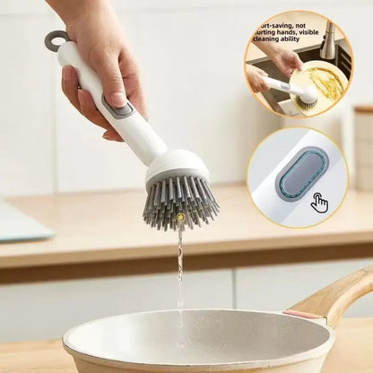 360° Rotatable Soap Dispensing Dish Brush – Advanced Kitchen Scrubber