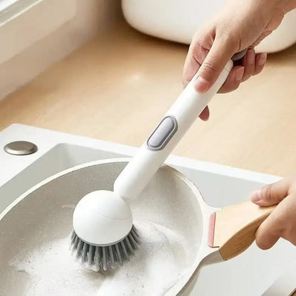 360° Rotatable Soap Dispensing Dish Brush – Advanced Kitchen Scrubber