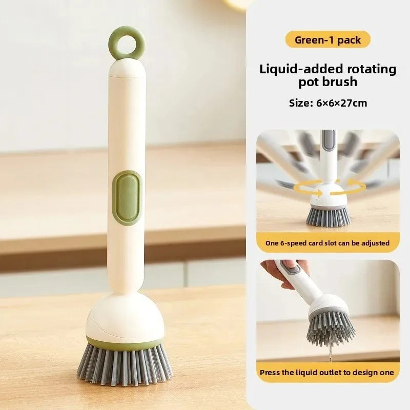 360° Rotatable Soap Dispensing Dish Brush – Advanced Kitchen Scrubber