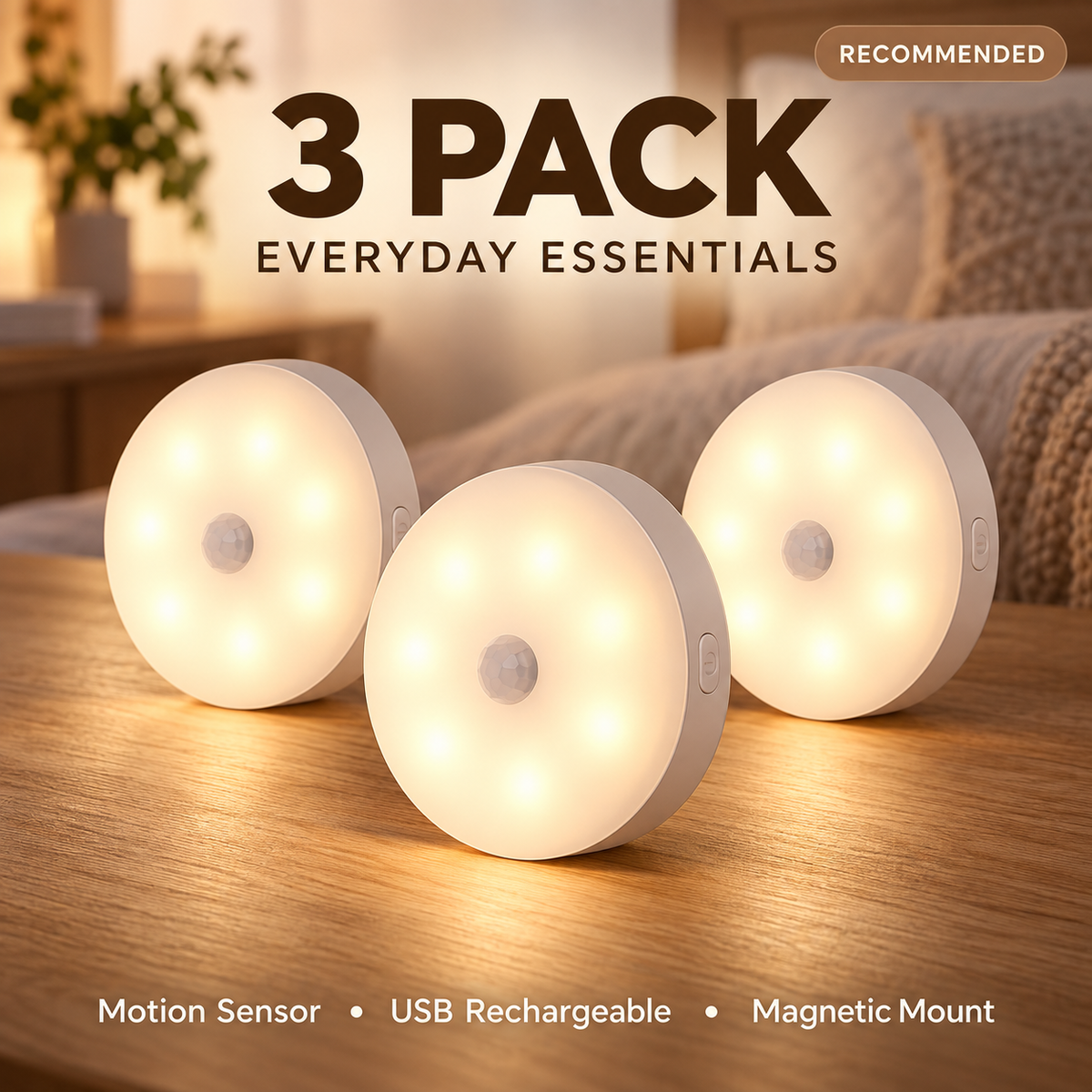 Motion Sensor Night Light - 3 Pack