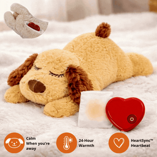 Dog Anxiety Heartbeat Plush Toy Sleep Simulation Calming Durable Interactive Pet Chew