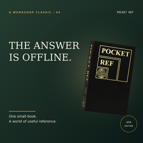 Pocket Ref 4th Edition book with author-free cover; offline reference