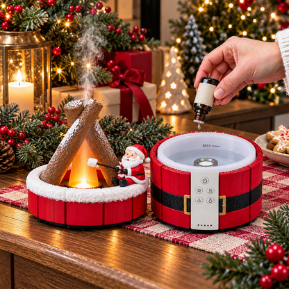 🎄 Mini Christmas Campfire Mist Lamp – Cozy LED Holiday Tabletop Decor
