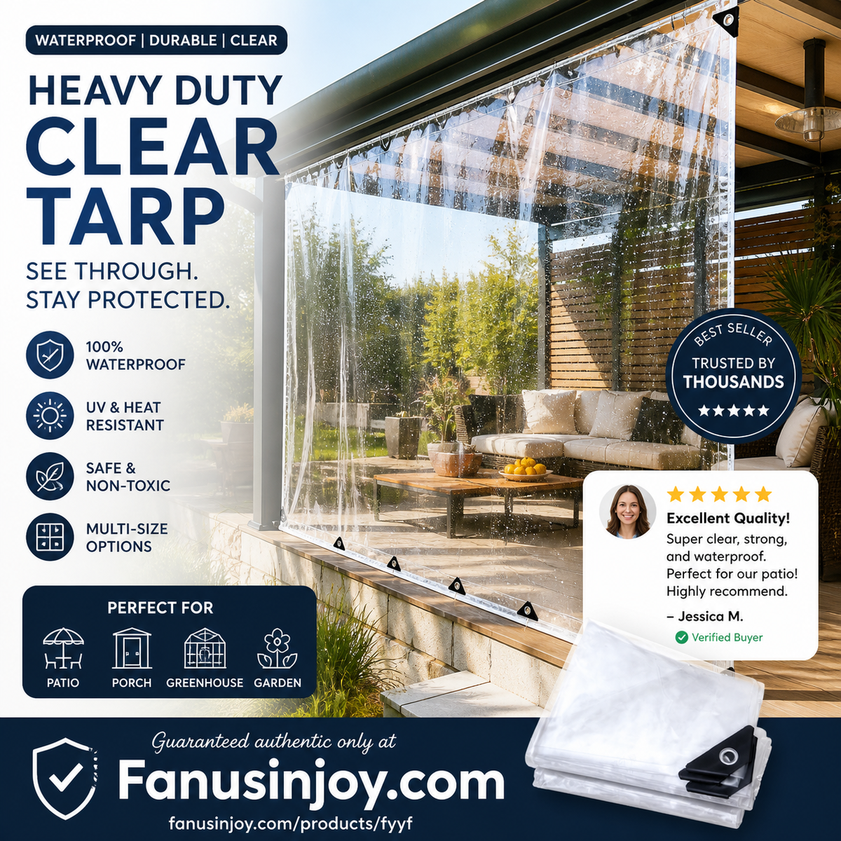 🏡Heavy-Duty Clear Tarp – Outdoor Coverage Without Blocking the Light