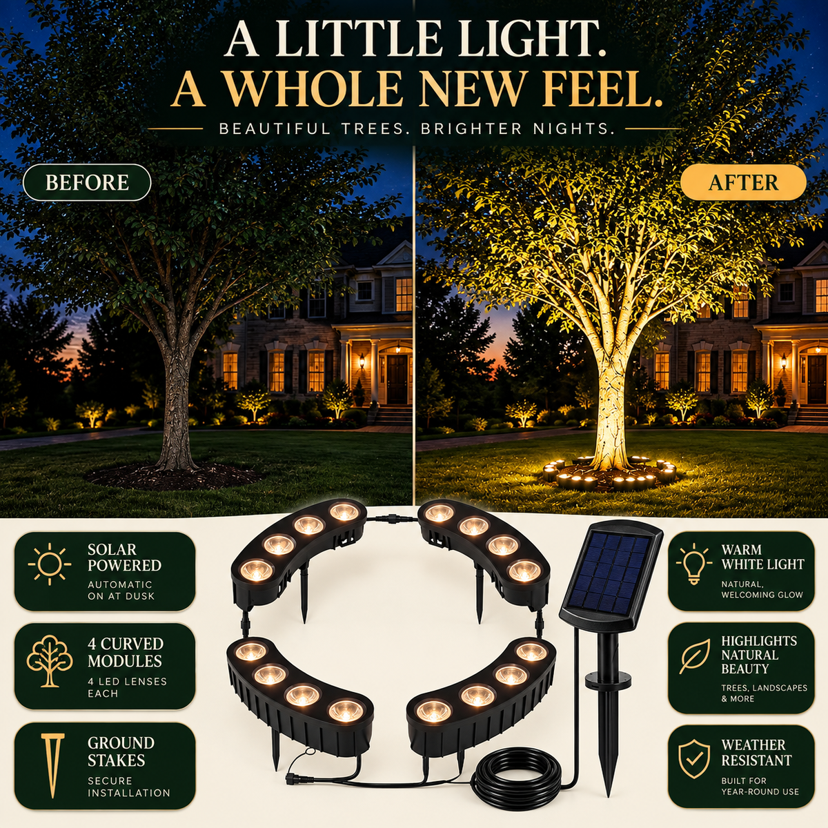 Garden lighting before and after