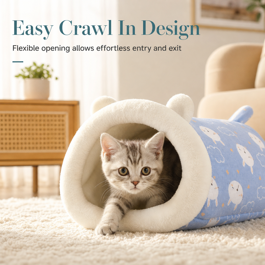 🐱🛏️Semi-Enclosed Hooded Pet Sleeping Bag Cave Bed