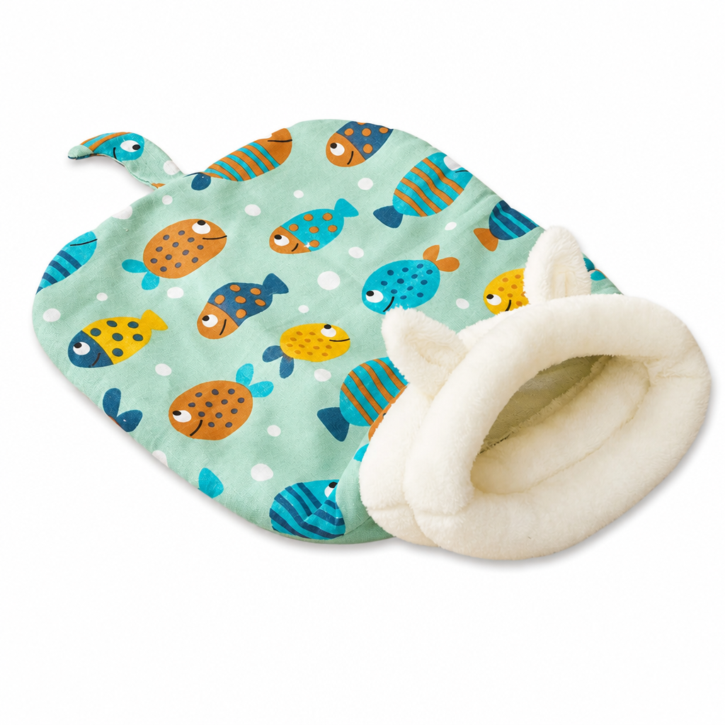 🐱🛏️Semi-Enclosed Hooded Pet Sleeping Bag Cave Bed