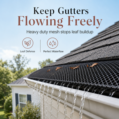 💦Thickened Plastic Gutter Guard Mesh Roll 15cm x 6m Leaf Filter Net with 10 Fixing Pegs for Roof Eaves Protection